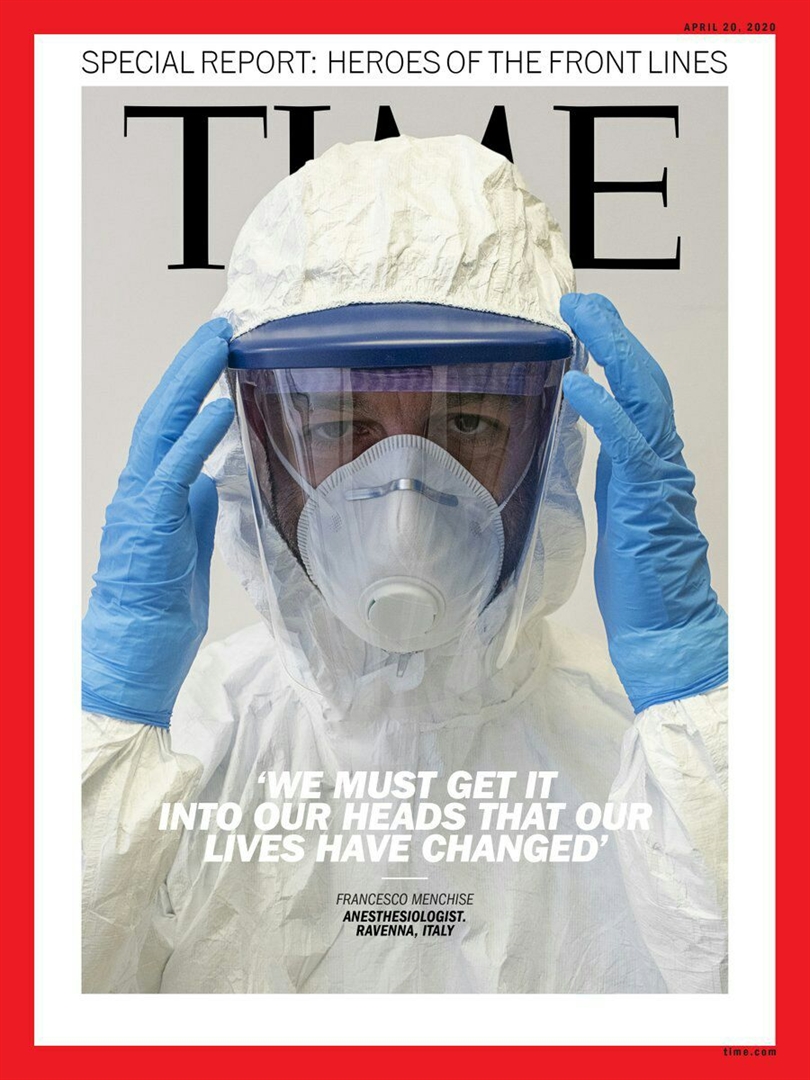 تصویر متخصص بیهوشی به عنوان نماد مبارزه با کرونا روی جلد مجله تایم